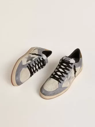 Herren-Sneaker „Ball Star” aus Wildleder und Nubukleder mit silbermetallischem Lederstern und goldmetallischer Lederferse