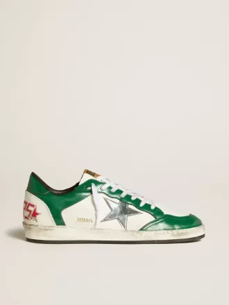 Herren-Sneaker Ball Star LAB aus grünem und weißem Leder mit silbernem Stern Herren-Sneaker Ball Star LAB aus grünem und weißem Leder mit silbernem Stern