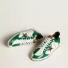Herren-Sneaker Ball Star LAB aus grünem und weißem Leder mit silbernem Stern