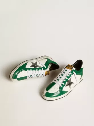 Herren-Sneaker Ball Star LAB aus grünem und weißem Leder mit silbernem Stern Herren-Sneaker Ball Star LAB aus grünem und weißem Leder mit silbernem Stern