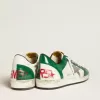 Herren-Sneaker Ball Star LAB aus grünem und weißem Leder mit silbernem Stern