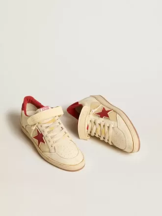 Herren-Sneaker „Ball Star LAB” aus Nappa und PVC mit rotem Wildlederstern und Fersenlasche