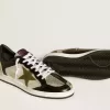 Herren-Sneaker Ball Star LAB aus silbernem Leder mit braunem Lederstern und schwarzer Fersenlasche