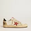 Herren-Sneaker Ball Star LTD aus Nappaleder mit rotem Lederstern und Lederlasche an der Ferse