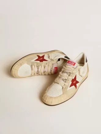 Herren-Sneaker Ball Star LTD aus Nappaleder mit rotem Lederstern und Lederlasche an der Ferse Herren-Sneaker Ball Star LTD aus Nappaleder mit rotem Lederstern und Lederlasche an der Ferse
