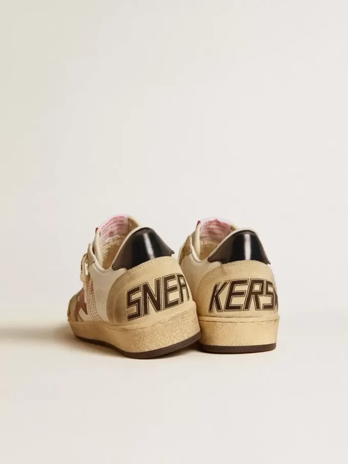 Herren-Sneaker Ball Star LTD aus Nappaleder mit rotem Lederstern und Lederlasche an der Ferse