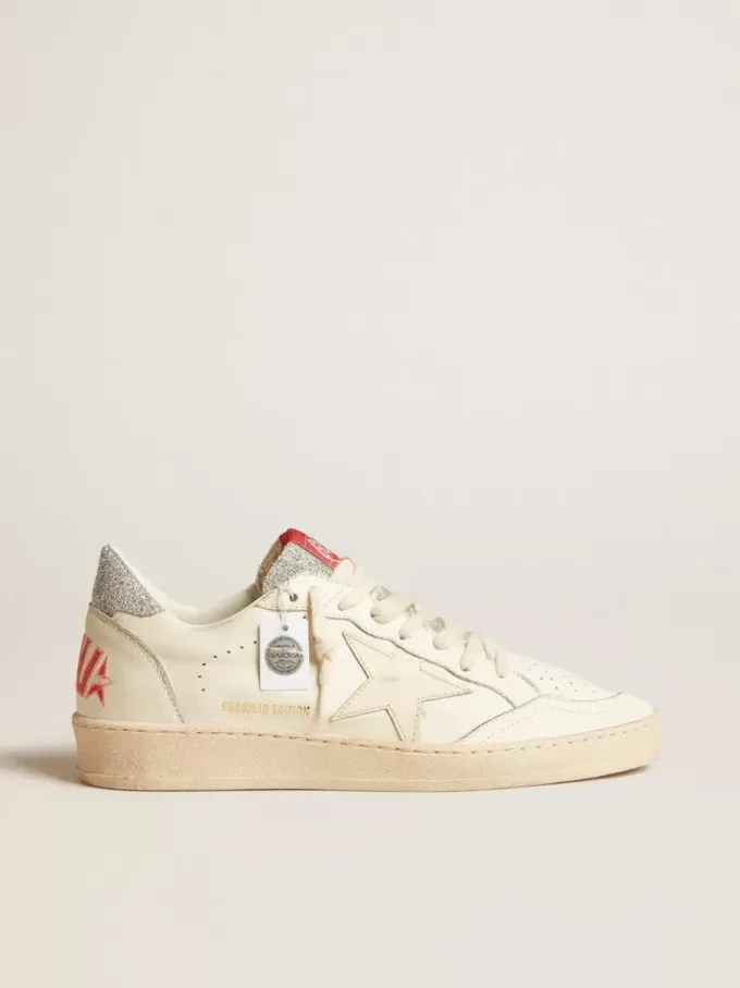 Herren-Sneaker „Ball Star LTD” aus Nappaleder mit weißem Stern und Fersenlasche mit Swarovski-Kristallen