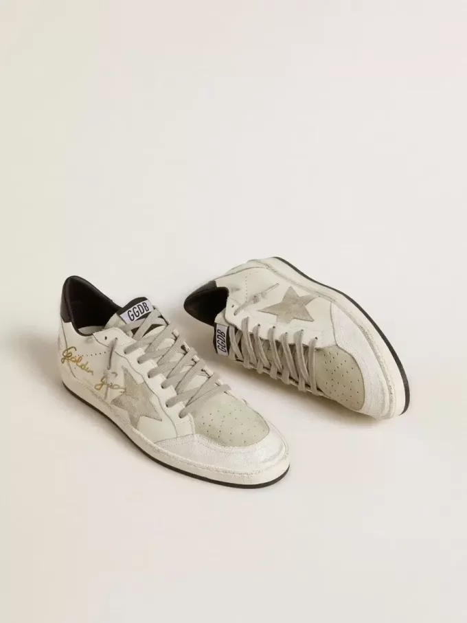 Herren-Sneaker „Ball Star LTD” mit Stern aus Wildleder und Fersenlasche aus strukturiertem Leder