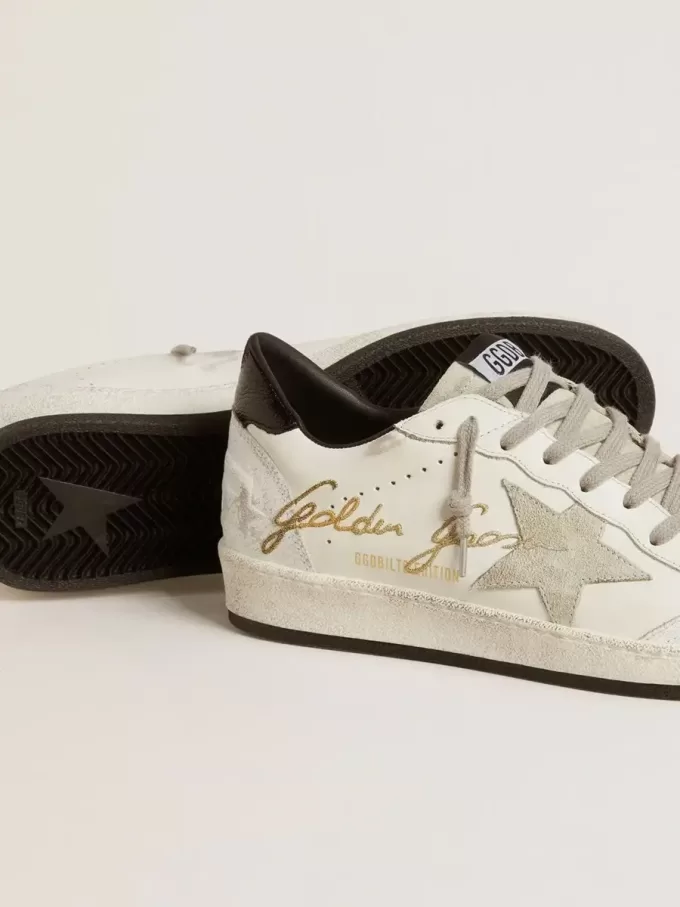 Herren-Sneaker „Ball Star LTD” mit Stern aus Wildleder und Fersenlasche aus strukturiertem Leder