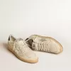 Herren-Sneaker „Ball Star” mit silbernem Lederstern und grüner Lederlasche an der Ferse