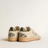 Herren-Sneaker „Ball Star” mit silbernem Lederstern und grüner Lederlasche an der Ferse