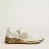 Herren-Sneaker Dad-Star aus Mesh und weißem Wildleder mit goldfolienbeschichtetem Lederstern Herren-Sneaker Dad-Star aus Mesh und weißem Wildleder mit goldfolienbeschichtetem Lederstern