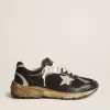 Herren-Sneaker Dad-Star aus schwarzem Mesh und Nappaleder mit eisblauem Stern Herren-Sneaker Dad-Star aus schwarzem Mesh und Nappaleder mit eisblauem Stern