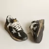Herren-Sneaker Dad-Star aus schwarzem Mesh und Nappaleder mit eisblauem Stern Herren-Sneaker Dad-Star aus schwarzem Mesh und Nappaleder mit eisblauem Stern