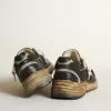 Herren-Sneaker Dad-Star aus schwarzem Mesh und Nappaleder mit eisblauem Stern Herren-Sneaker Dad-Star aus schwarzem Mesh und Nappaleder mit eisblauem Stern