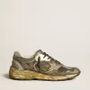 Herren-Sneaker Dad-Star aus Wildleder und Nylon mit khakifarbenem Lederstern und Fersenlasche Herren-Sneaker Dad-Star aus Wildleder und Nylon mit khakifarbenem Lederstern und Fersenlasche