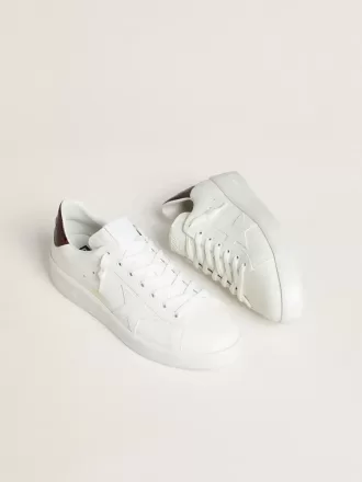 Herren-Sneaker Purestar mit weißem Lederstern und burgunderrotem Fersenriemen aus Leder mit Krokodilprägung Herren-Sneaker Purestar mit weißem Lederstern und burgunderrotem Fersenriemen aus Leder mit Krokodilprägung