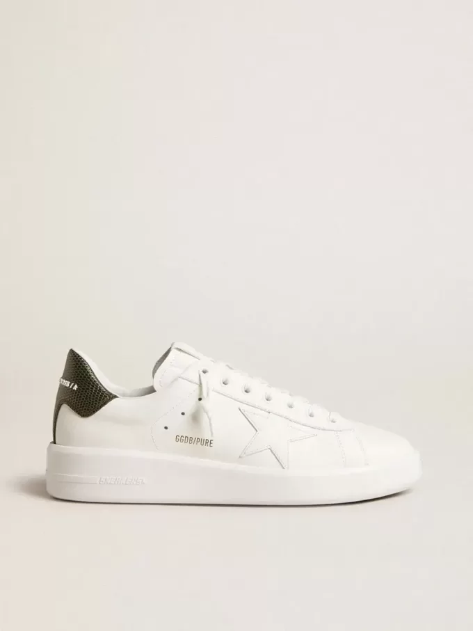 Herren-Sneaker Purestar mit weißem Lederstern und dunkelgrüner Fersenlasche Herren-Sneaker Purestar mit weißem Lederstern und dunkelgrüner Fersenlasche