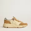 Herren-Sneaker „Running Sole” aus elfenbeinfarbenem Nylon und tabakfarbenem Wildleder Herren-Sneaker „Running Sole” aus elfenbeinfarbenem Nylon und tabakfarbenem Wildleder