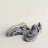 Herren-Sneaker „Running Sole” aus hellblauem Nylon und Nubukleder mit schwarzem Stern