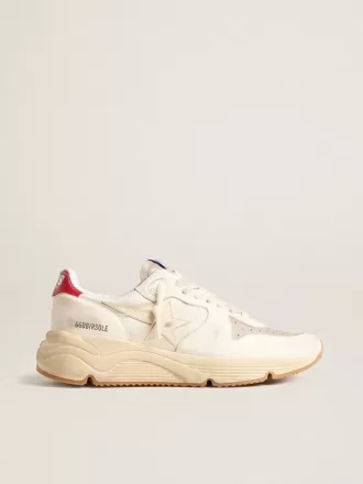 Herren-Sneaker „Running Sole” aus Nappaleder mit beigem Lederstern und roter Fersenlasche