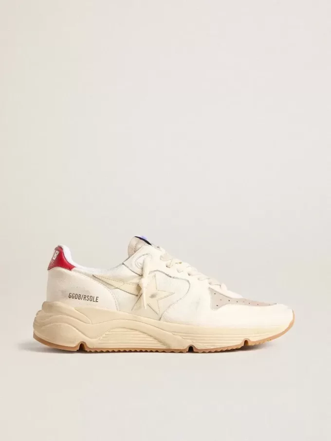 Herren-Sneaker „Running Sole” aus Nappaleder mit beigem Lederstern und roter Fersenlasche Herren-Sneaker „Running Sole” aus Nappaleder mit beigem Lederstern und roter Fersenlasche
