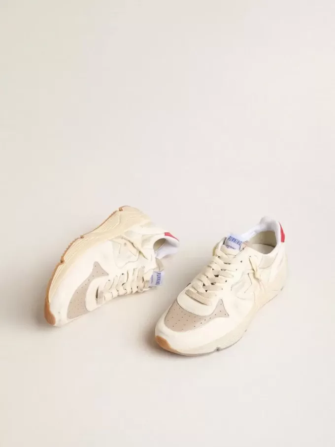 Herren-Sneaker „Running Sole” aus Nappaleder mit beigem Lederstern und roter Fersenlasche Herren-Sneaker „Running Sole” aus Nappaleder mit beigem Lederstern und roter Fersenlasche