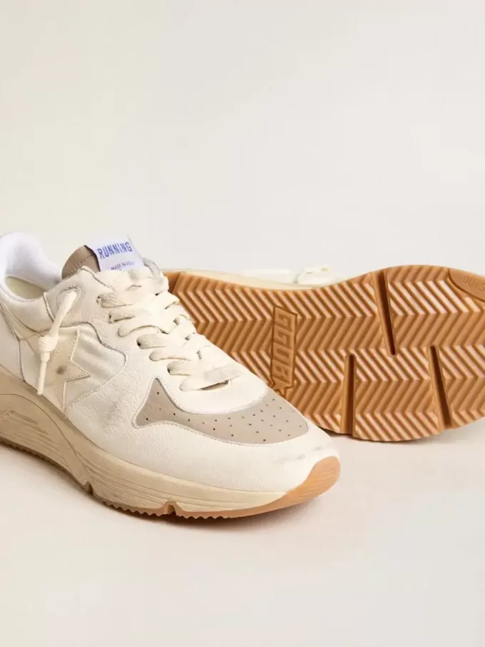 Herren-Sneaker „Running Sole” aus Nappaleder mit beigem Lederstern und roter Fersenlasche Herren-Sneaker „Running Sole” aus Nappaleder mit beigem Lederstern und roter Fersenlasche