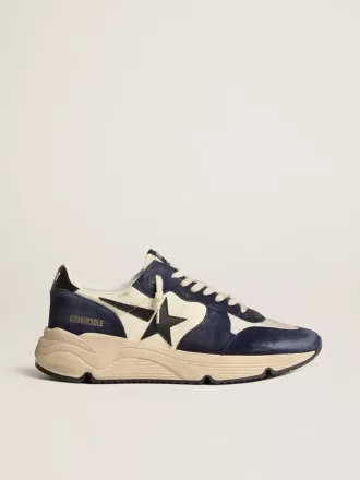 Herren-Sneaker „Running Sole” aus schwarzem und beigem Nappaleder mit schwarzem Stern und Fersenlasche Herren-Sneaker „Running Sole” aus schwarzem und beigem Nappaleder mit schwarzem Stern und Fersenlasche