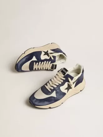 Herren-Sneaker „Running Sole” aus schwarzem und beigem Nappaleder mit schwarzem Stern und Fersenlasche Herren-Sneaker „Running Sole” aus schwarzem und beigem Nappaleder mit schwarzem Stern und Fersenlasche