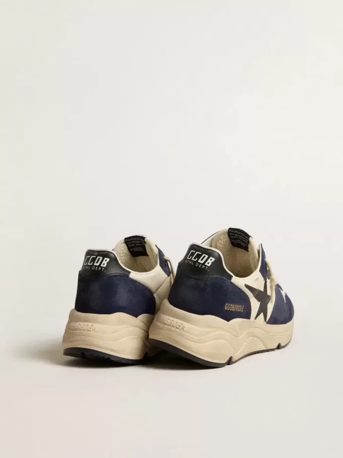Herren-Sneaker „Running Sole” aus schwarzem und beigem Nappaleder mit schwarzem Stern und Fersenlasche Herren-Sneaker „Running Sole” aus schwarzem und beigem Nappaleder mit schwarzem Stern und Fersenlasche