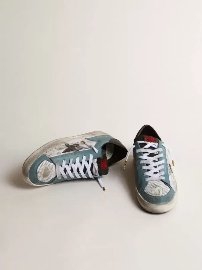 Herren-Sneaker Stardan aus Distressed-Mesh und petrolfarbenem Obermaterial
