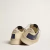 Herren-Sneaker Stardan aus grauem und blauem Leder mit cremefarbenem Stern und Fersenlasche Herren-Sneaker Stardan aus grauem und blauem Leder mit cremefarbenem Stern und Fersenlasche
