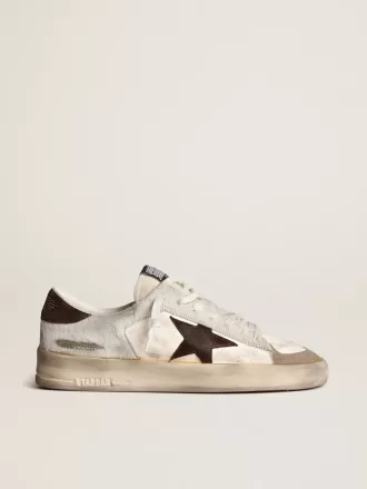 Herren-Sneaker „Stardan” aus Nappa- und Ponyfell mit braunem Wildlederstern