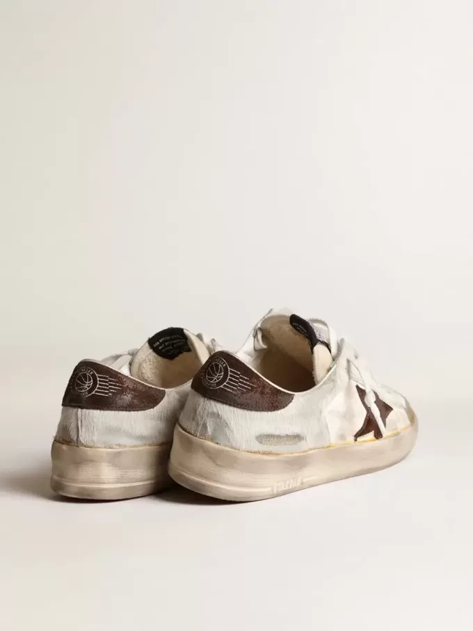 Herren-Sneaker „Stardan” aus Nappa- und Ponyfell mit braunem Wildlederstern