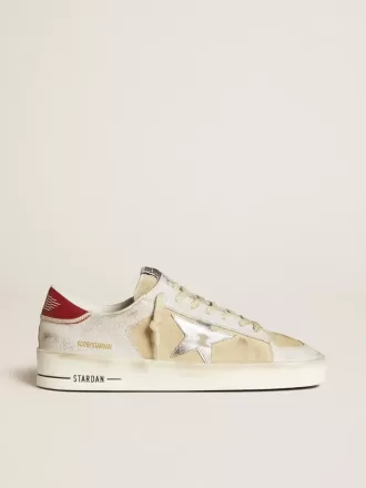 Herren-Sneaker „Stardan” aus Nubuk- und Crackle-Leder mit silbernem Metallic-Lederstern