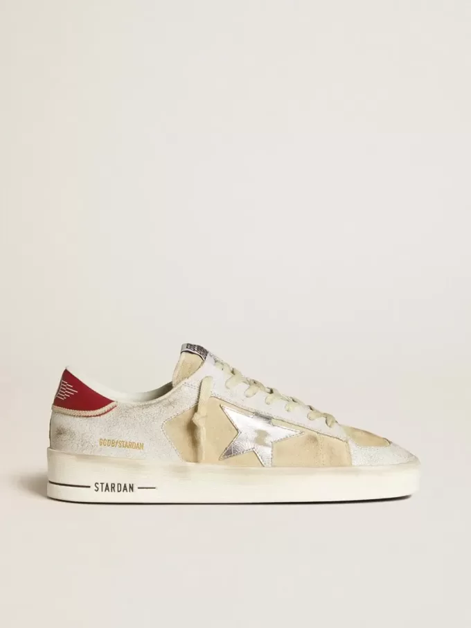 Herren-Sneaker „Stardan” aus Nubuk- und Crackle-Leder mit silbernem Metallic-Lederstern