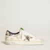 Herren-Sneaker Stardan LAB aus weißem Leder mit Camouflage-Stern und Fersenlasche