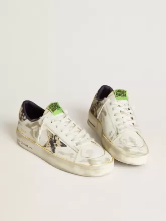 Herren-Sneaker Stardan LAB aus weißem Leder mit Camouflage-Stern und Fersenlasche