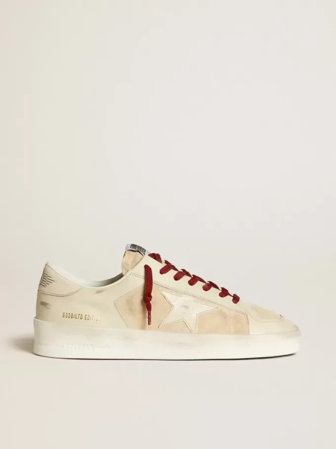 Herren-Sneaker Stardan LTD aus Wildleder mit Stern und Fersenlasche aus weißem Lackleder