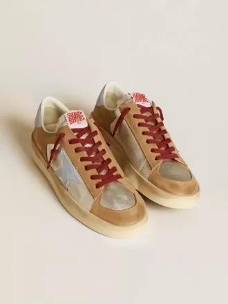 Herren-Sneaker Stardan LTD in Silber mit hellblauem Lederstern und Nubuk-Einsätzen