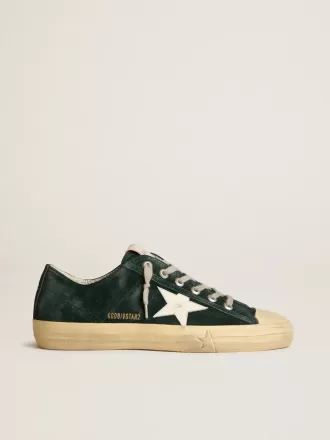 Herren-Sneaker V-Star aus dunkelgrünem Wildleder mit weißem Lederstern