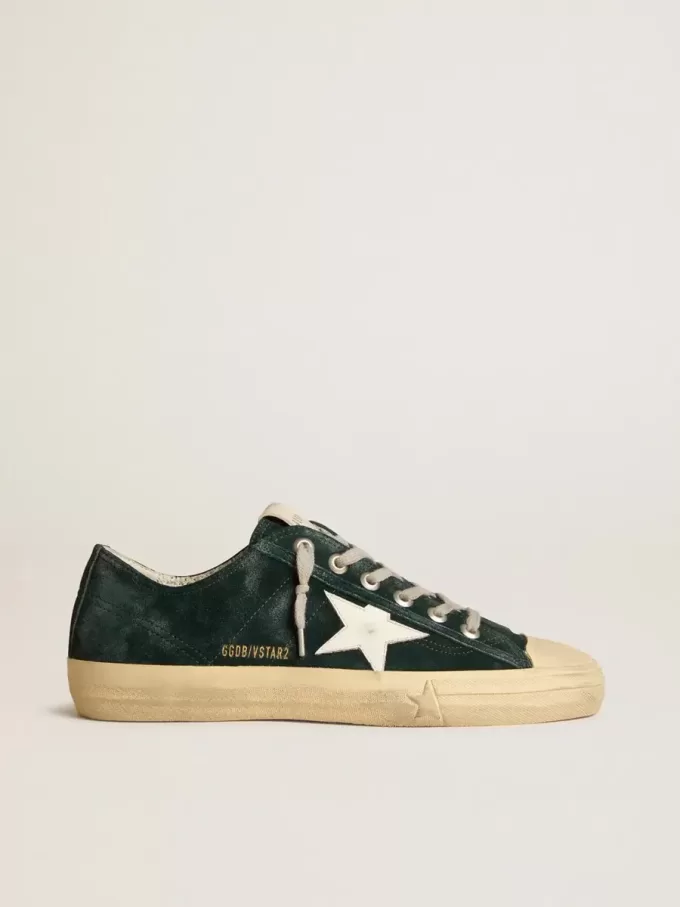 Herren-Sneaker V-Star aus dunkelgrünem Wildleder mit weißem Lederstern Herren-Sneaker V-Star aus dunkelgrünem Wildleder mit weißem Lederstern