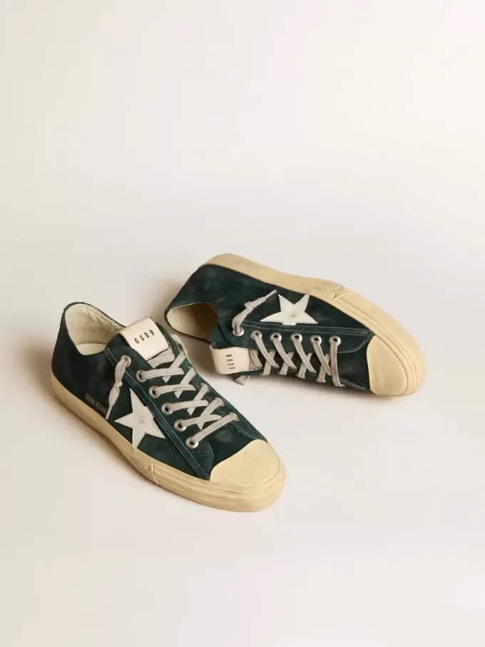 Herren-Sneaker V-Star aus dunkelgrünem Wildleder mit weißem Lederstern Herren-Sneaker V-Star aus dunkelgrünem Wildleder mit weißem Lederstern