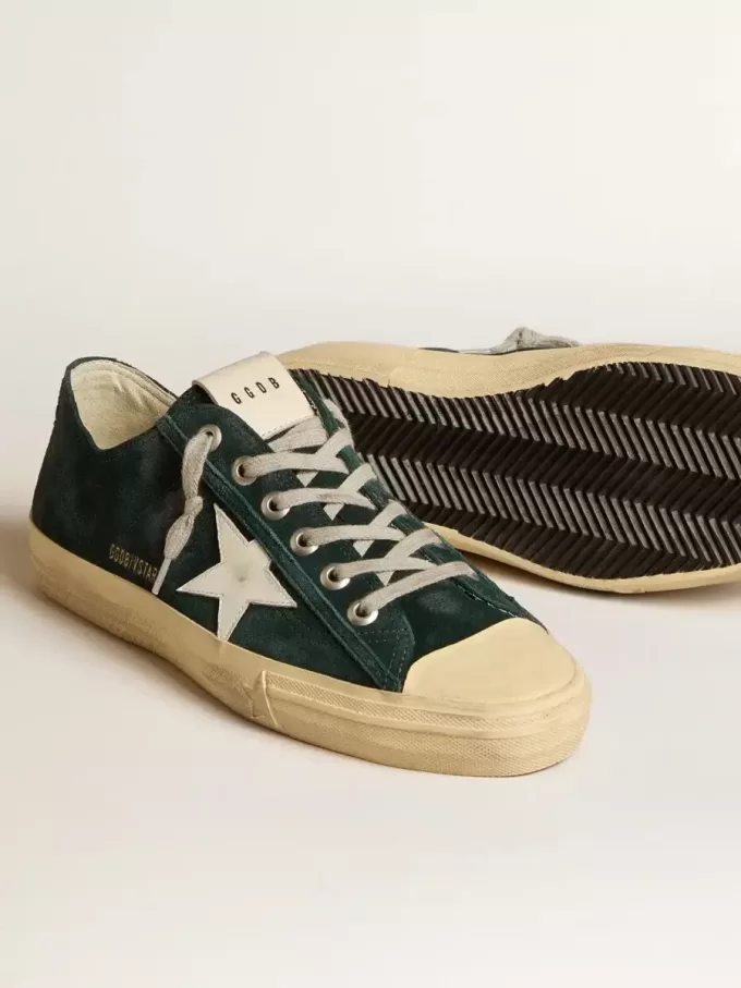 Herren-Sneaker V-Star aus dunkelgrünem Wildleder mit weißem Lederstern Herren-Sneaker V-Star aus dunkelgrünem Wildleder mit weißem Lederstern