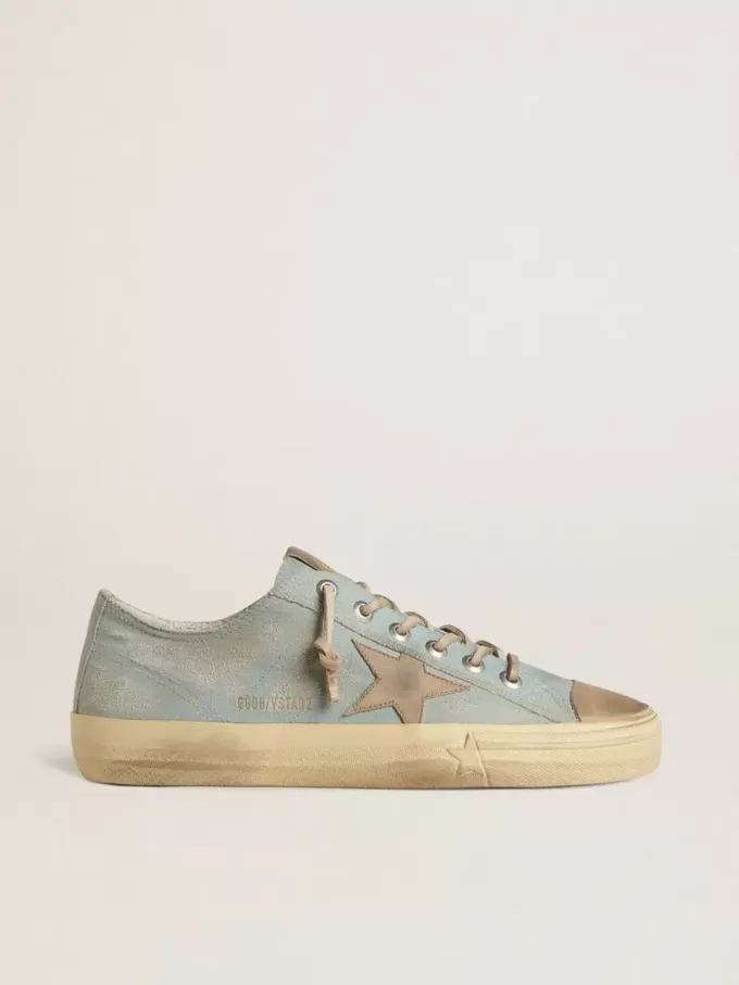 Herren-Sneaker V-Star aus hellblauem Canvas mit taubengrauem Lederstern