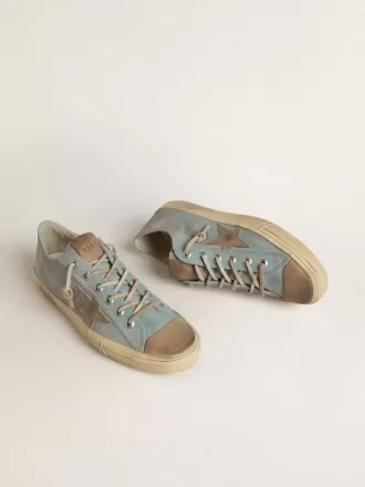 Herren-Sneaker V-Star aus hellblauem Canvas mit taubengrauem Lederstern