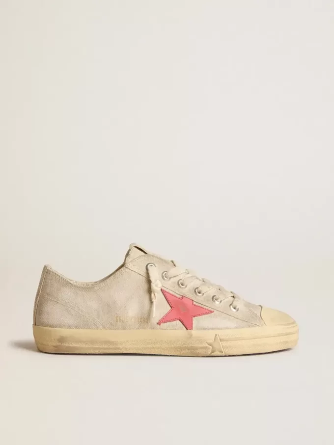 Herren-Sneaker V-Star aus hellgrauem Canvas mit rotem Lederstern