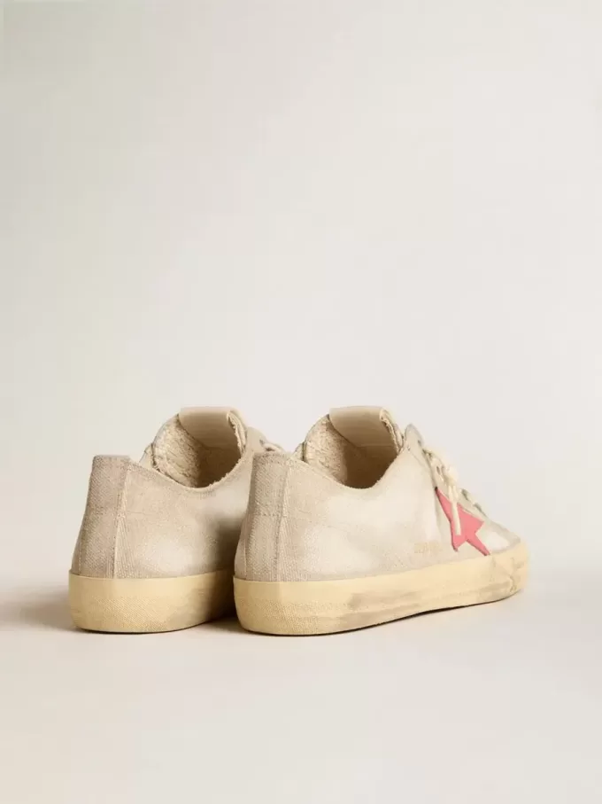 Herren-Sneaker V-Star aus hellgrauem Canvas mit rotem Lederstern
