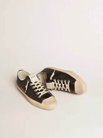 Herren-Sneaker V-Star aus schwarzem Nappaleder mit schwarzem Lederstern
